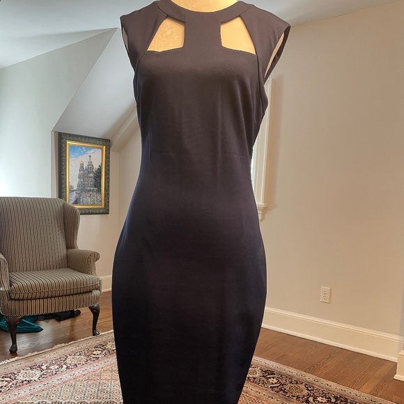 CACH'E Dresses & Skirts - CACHE FITTED NAVY DRESS PRISTINE